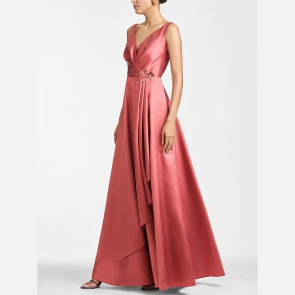 Sachin & Babi Womens Size 6 Jess Pink Red Jeweled Formal Long Gown Maxi Dress - Picture 5 of 15